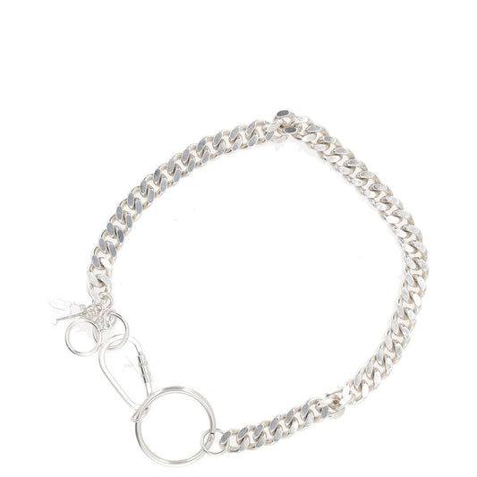 HATTON LABS Mens Choker Necklace Curb Chain Silver Charms Size 40 cm RRP 350