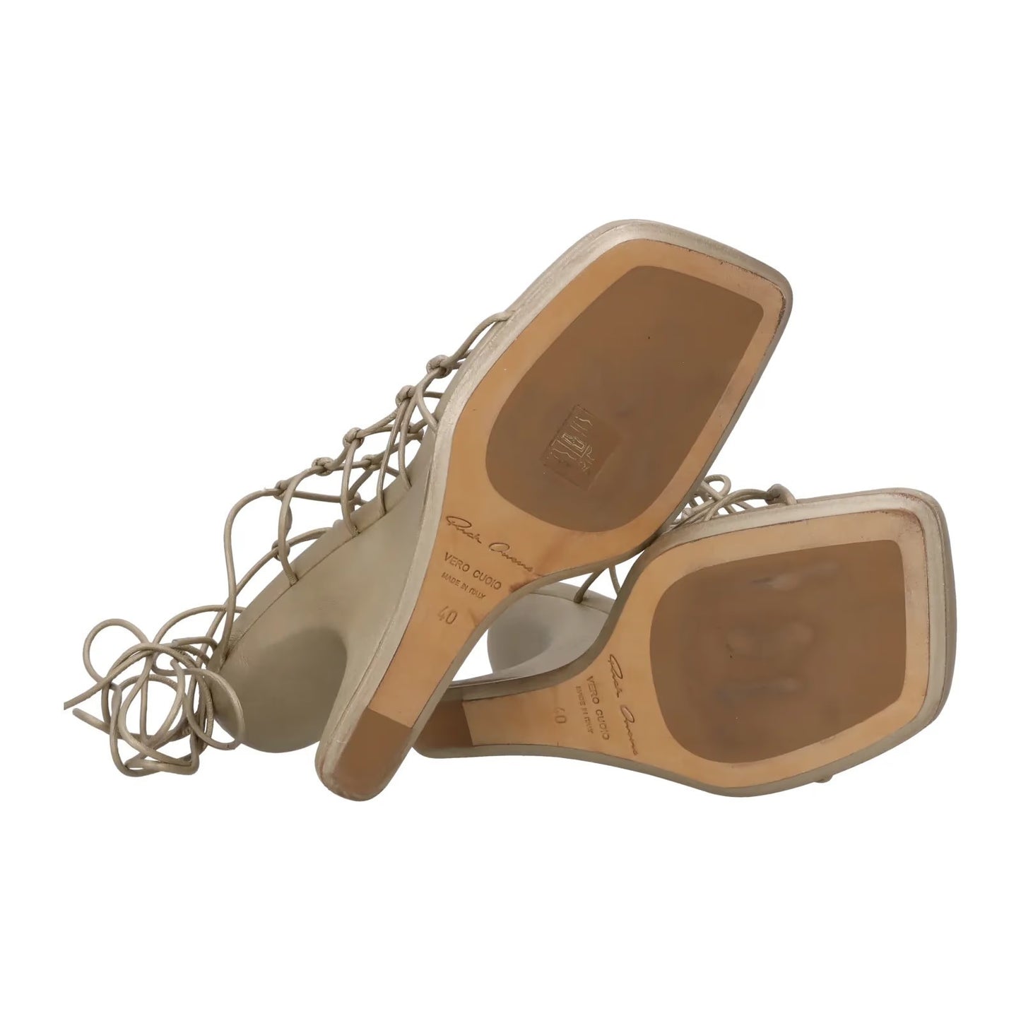 RICK OWENS Womens Sandali Mid Heel Sandal Brown Calf Leather UK7 RRP 1113 — View 8