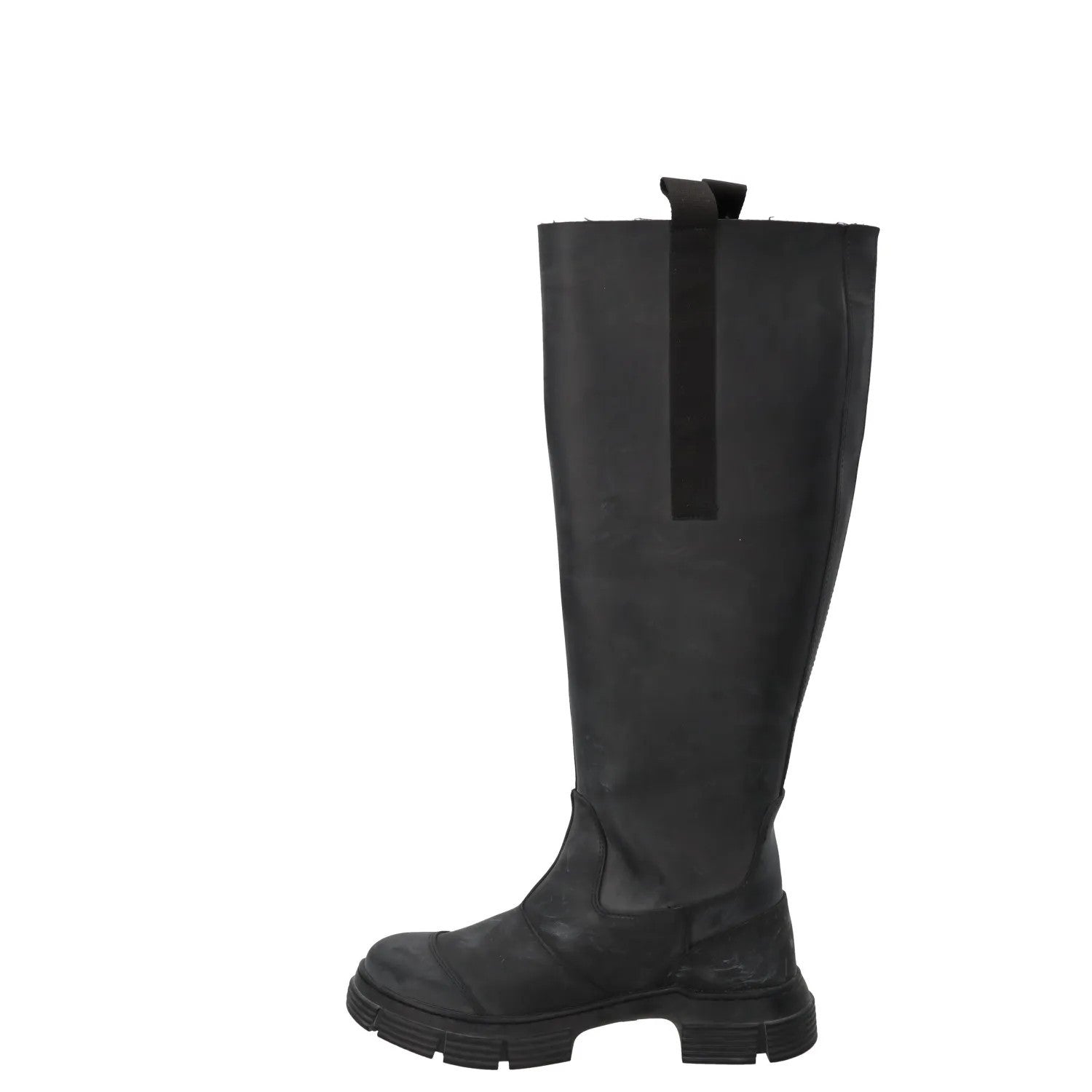 GANNI Womens Round Toe Knee High Boots Leather Rubber Toecap Black UK 5 RRP 445 — View 4
