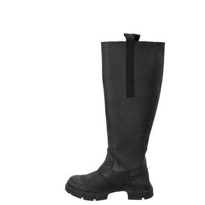 GANNI Womens Round Toe Knee High Boots Leather Rubber Toecap Black UK 5 RRP 445 — View 4