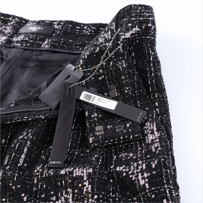 AMIRI Mens Sequin Boucle Skater Shorts Black Tweed Shiny Size 50 RRP 890 — View 9