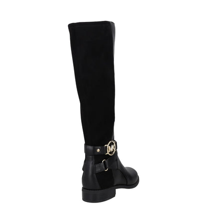 MICHAEL KORS Womens Knee High Boots Black Leather Gold Detail UK 2 RRP 150 — View 6