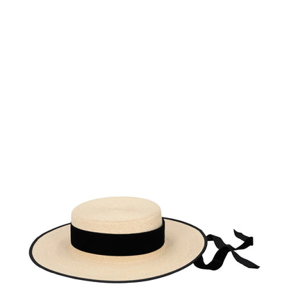 ELIURPI Womens Sun Hat Beige Straw Black Bow Accent And Trim Size M RRP 300 — View 3