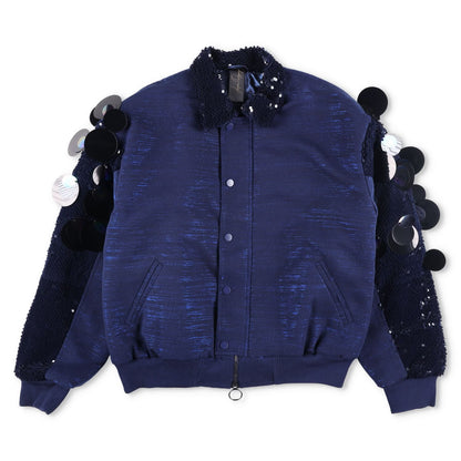 PAPA OPPONG Womens Stella Embellished Kente Bomber Jacket Blue One Size RRP 3245