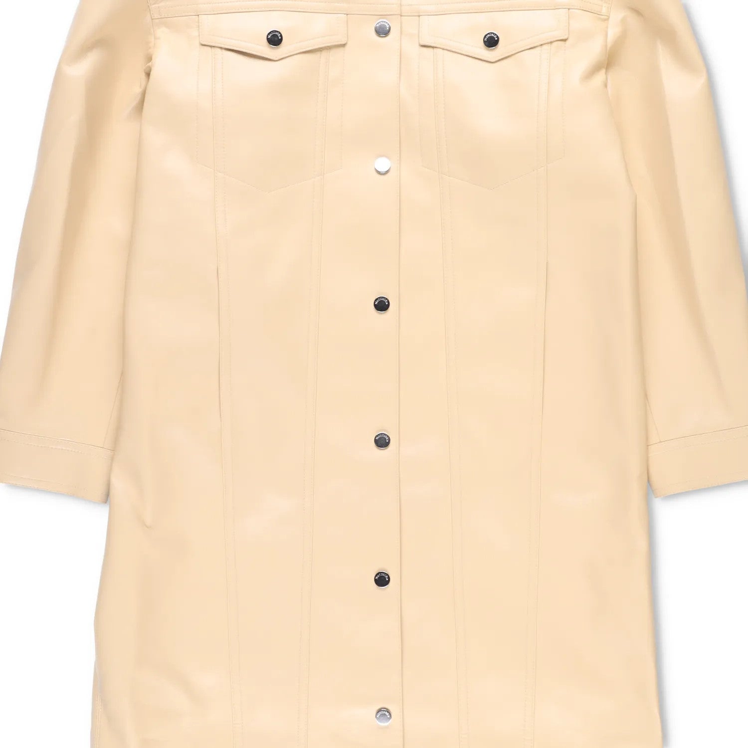 NANUSHKA Women Keano Trench Coat Long Collared Button Up Leather Beige M RRP1475 — View 4