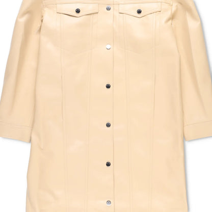 NANUSHKA Women Keano Trench Coat Long Collared Button Up Leather Beige M RRP1475 — View 4