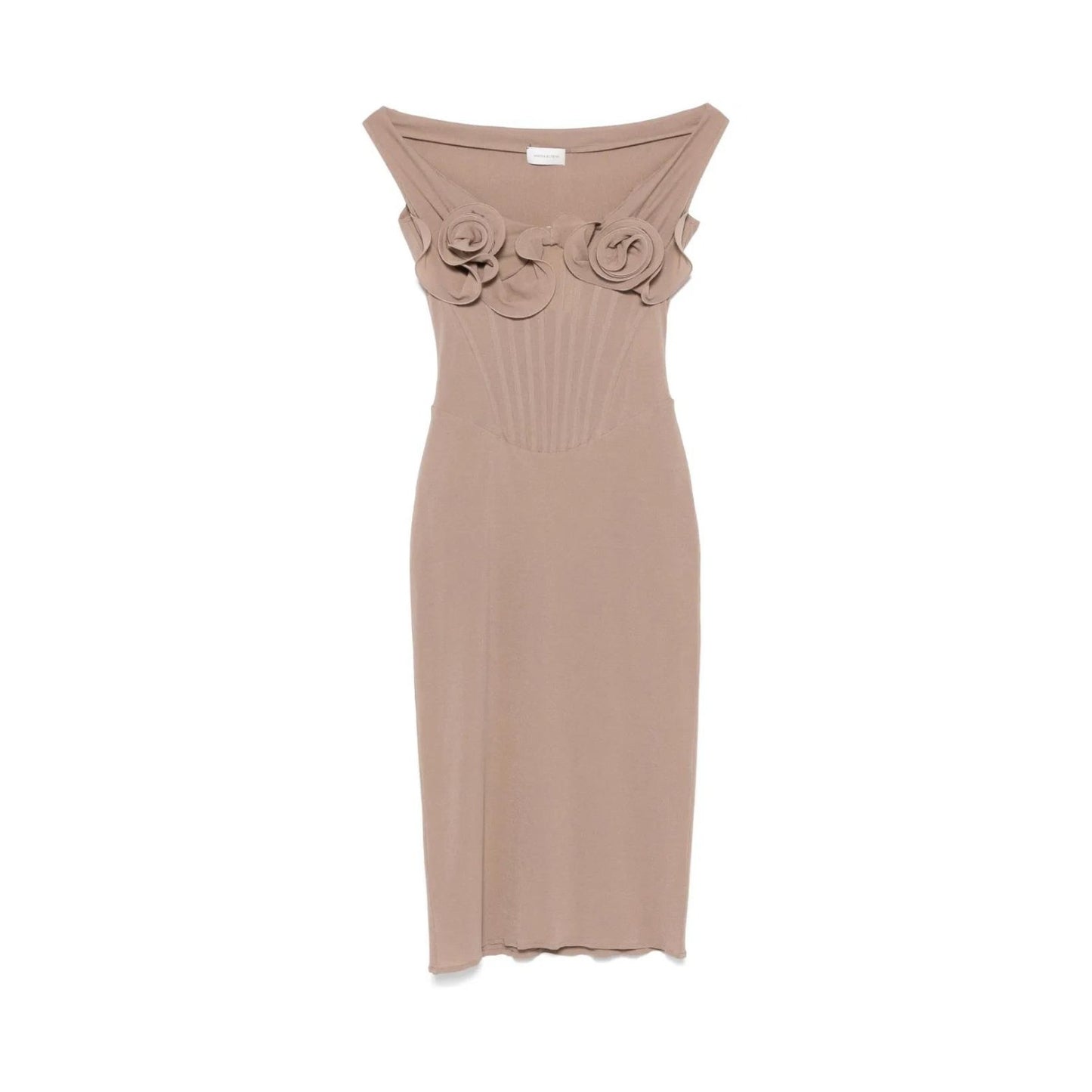 MAGDA BUTRYM Womens Dress Scoop Neck Sleveless Corset Rose Drape Midi 36 RRP1385