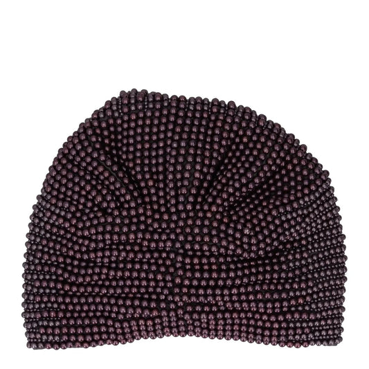 MARY JANE CLAVEROL Womens Turban Hat Purple Beaded Elastic One Size RRP 355 — View 2