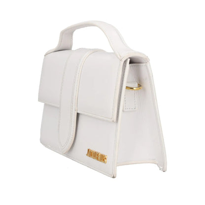 JACQUEMUS Womens Top Handle Bag White Leather Gold Logo Size M RRP 600 — View 2