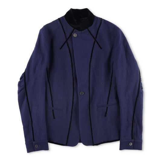 HAIDER ACKERMANN Mens Jacket Blue Fleece Wool Blend Button Closure RRP 1750