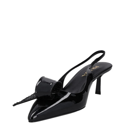 PRADA Womens Modellerie Torchon 55 Mid Heel Point Toe Pumps Black UK6 RRP 1320 — View 3