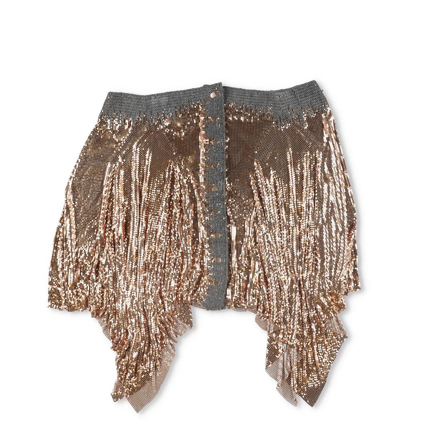 PACO RABANNE Womens Mini Skirt Metal Gold Hook Eye Closure Party Size 40 RRP1400 — View 5