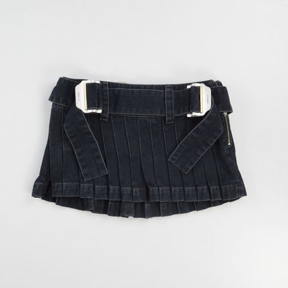 DION LEE Womens Darted Denim Mini Skirt Black Cotton Buckle Size 6 RRP 690