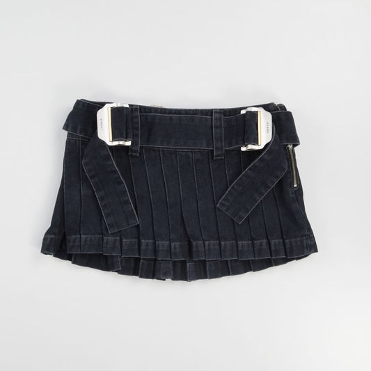 DION LEE Womens Darted Denim Mini Skirt Black Cotton Buckle Size 6 RRP 690