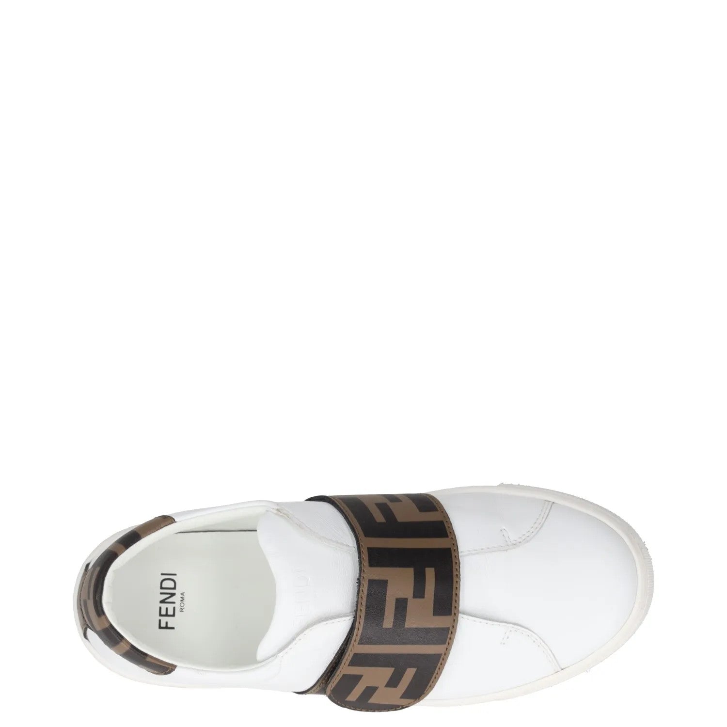FENDI Boys Trainer White Leather Low Top Lace Up Beige Logo UK 12.5 RRP 175 — View 7