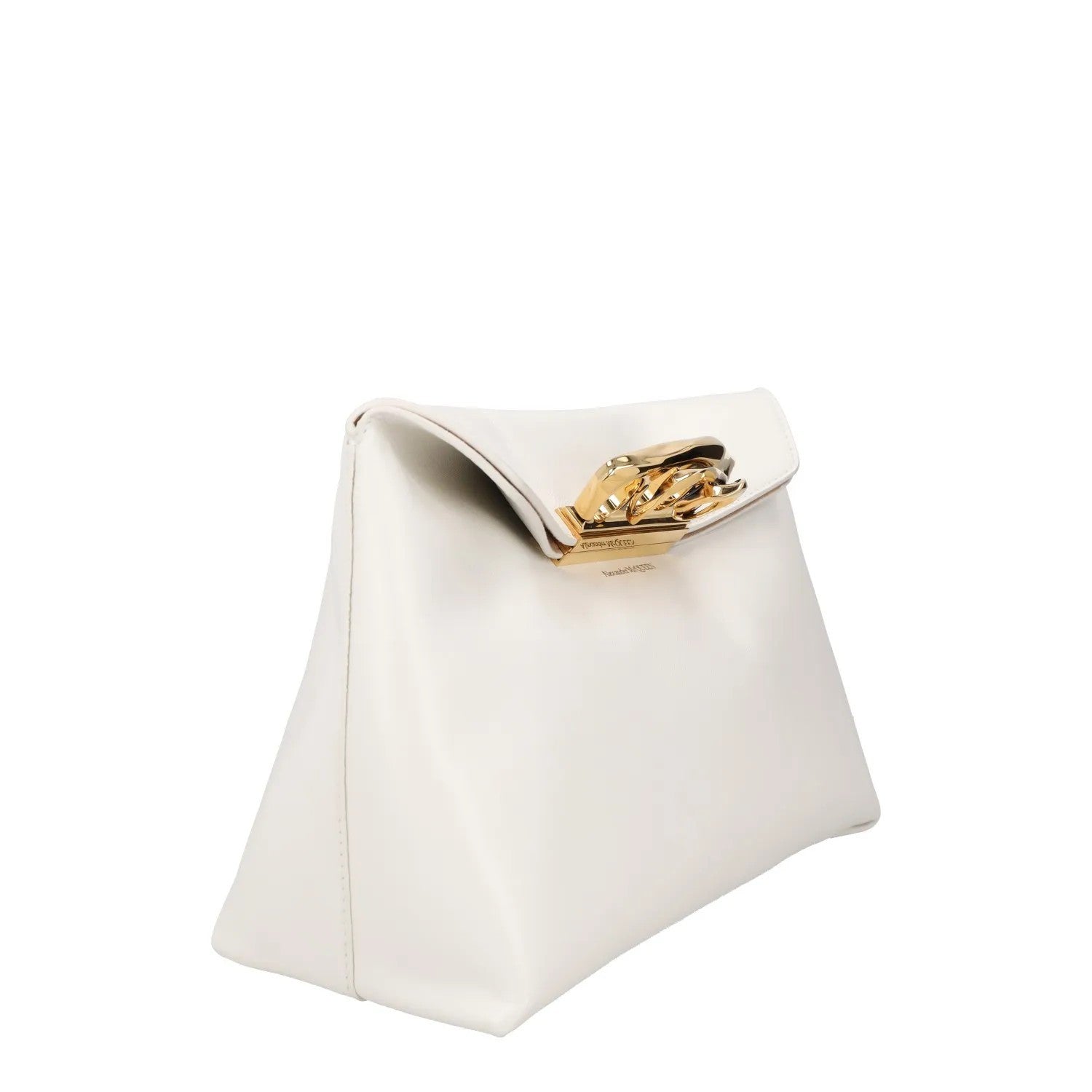 ALEXANDER MCQUEEN Womens Clutch Bag White Leather Gold Hardware Size M RRP 1900 — View 6