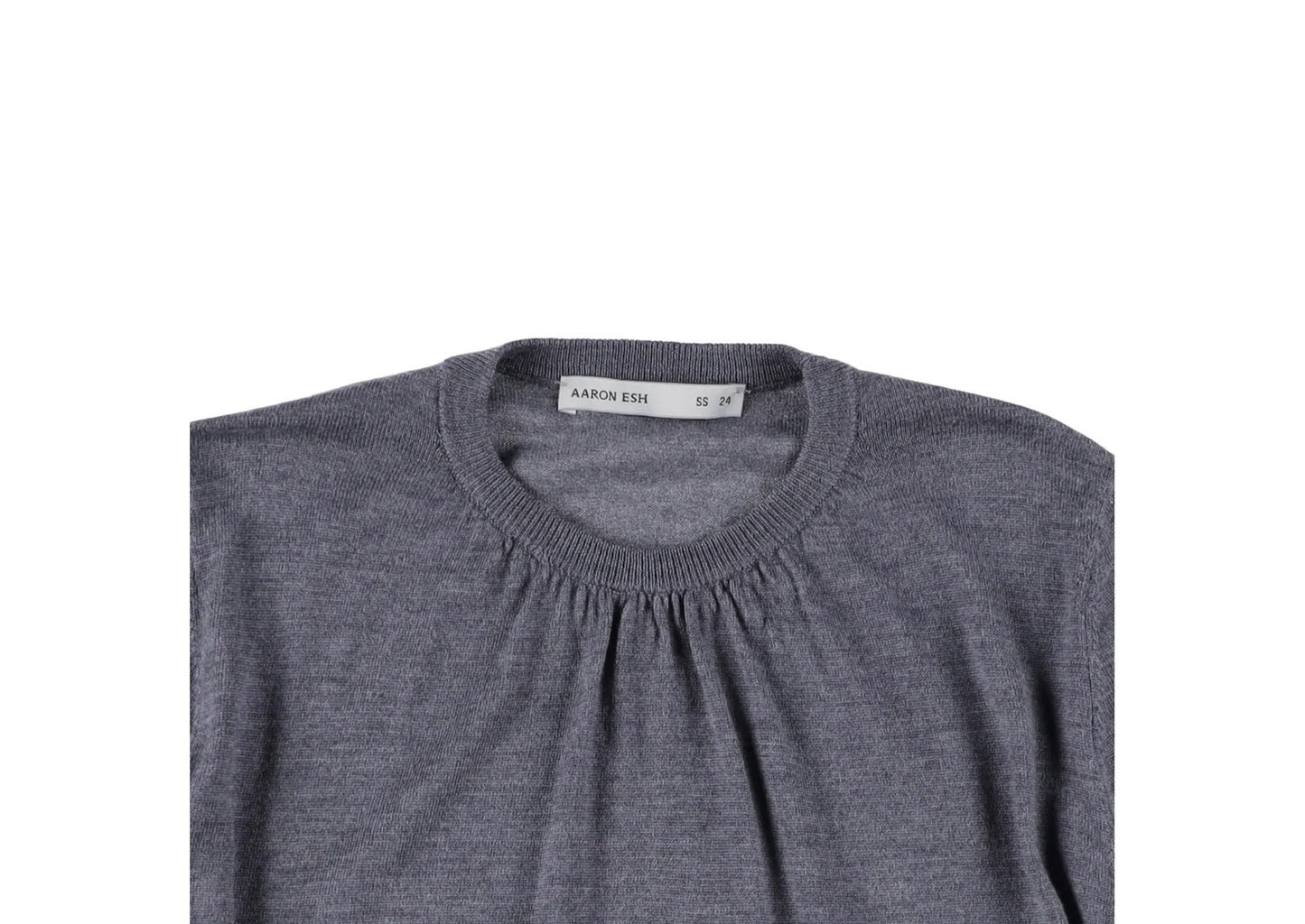 AARON ESH Mens Ruched Neck Crewneck Jumper Grey Long Sleeve Size 24 RRP 260 — View 6
