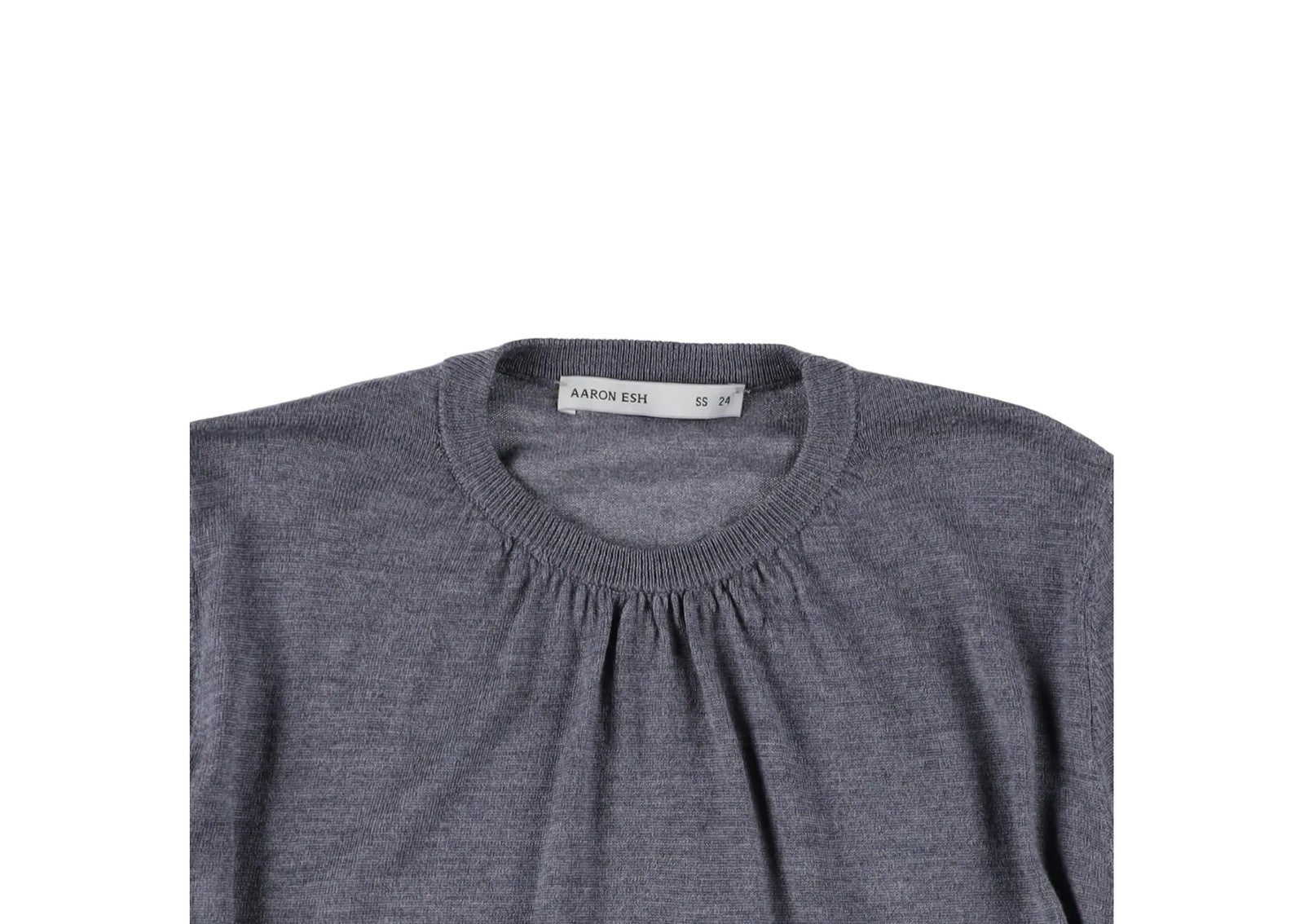 AARON ESH Mens Ruched Neck Crewneck Jumper Grey Long Sleeve Size 24 RRP 260 — View 6