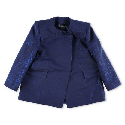 PAPA OPPONG Womens Shika Petiole Kente Blazer Jacket Blue Hook & Eye S RRP 2065
