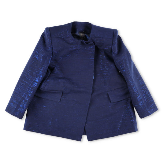 PAPA OPPONG Womens Shika Petiole Kente Blazer Jacket Blue Hook & Eye S RRP 2065