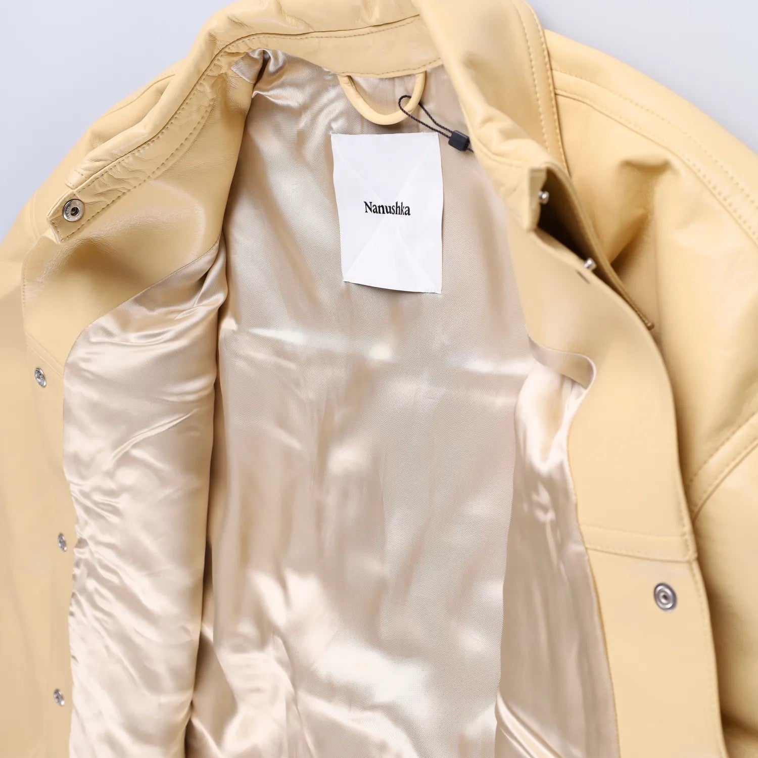 NANUSHKA Women Keano Trench Coat Button Up Leather Beige Neutrals Size L RRP1475 — View 10