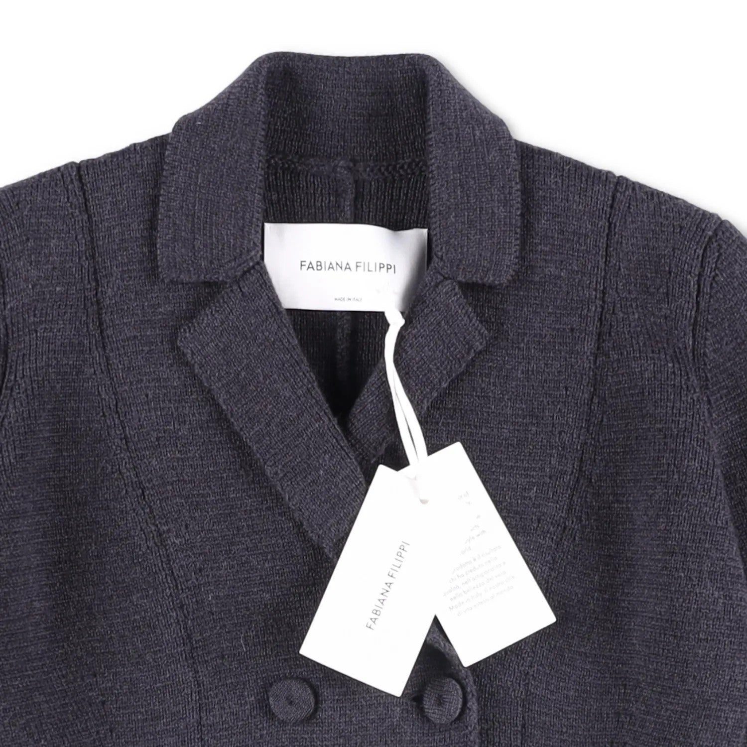 FABIANA FILIPPI Womens Blazer Wool Grey Double Breasted Pockets Size 8 RRP 600 — View 5