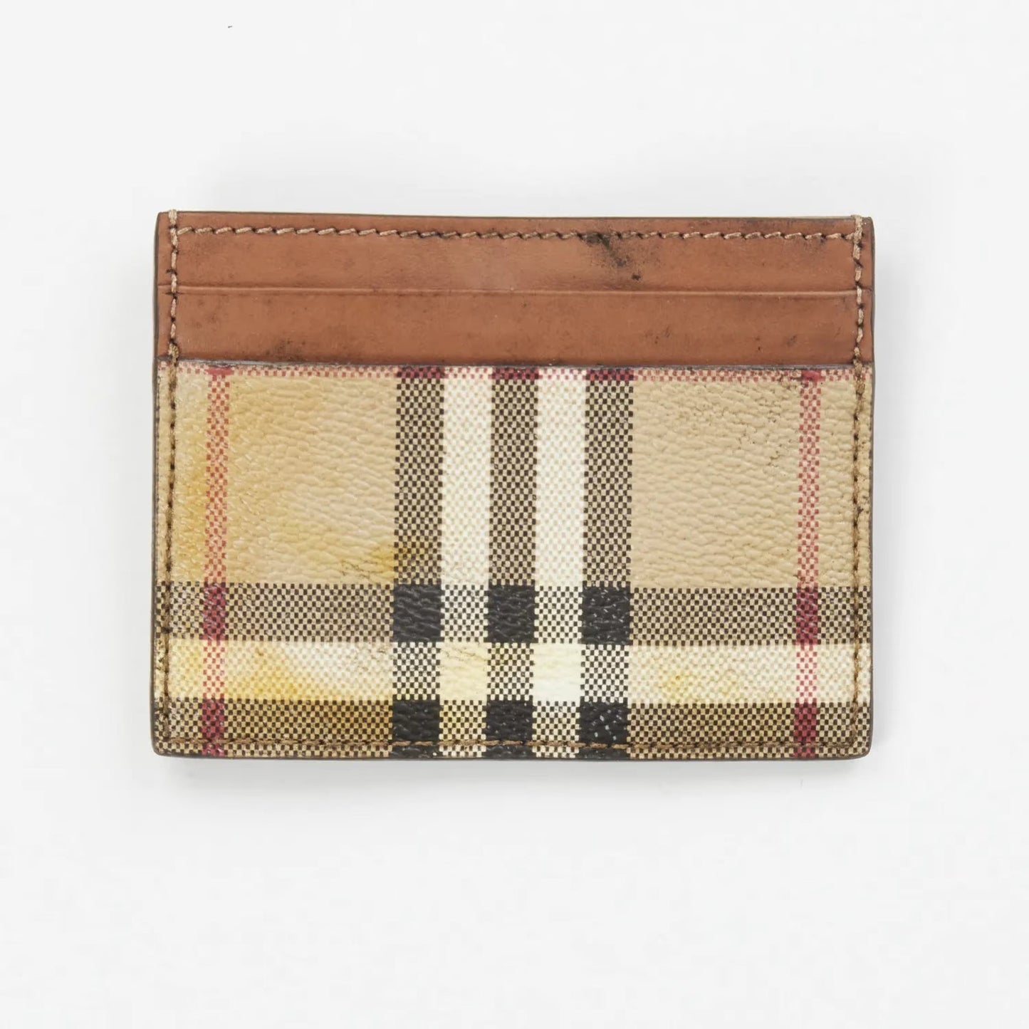 BURBERRY Womens Sandon Card Holer Check Pattern Beige Leather One Size RRP 180 — View 4