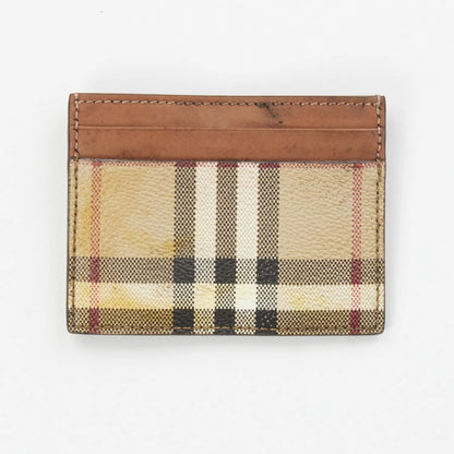BURBERRY Womens Sandon Card Holer Check Pattern Beige Leather One Size RRP 180 — View 4