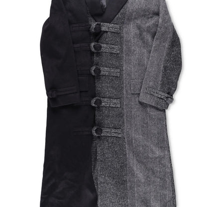 FENG CHEN WANG Mens Multi Flannel Stripe Overcoat Black Multicoloured S RRP 1275 — View 5