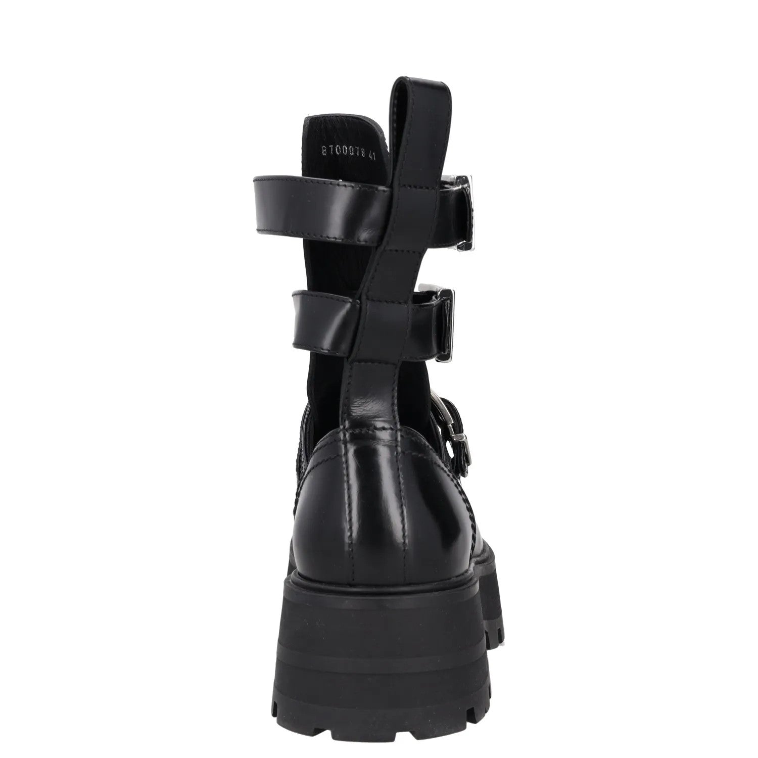 ALEXANDER MCQUEEN Womens Boots Platform Ankle Straps Black Leather UK 8 RRP 450 — View 3