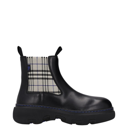 BURBERRY Womens Burb Creeper Chelsea Boot Flat Check Pattern Black UK7 RRP 828