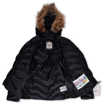 MONCLER Womens Makaluu Fur Hood Lined Jacket Nylon Size Large Black RRP1500 — View 11