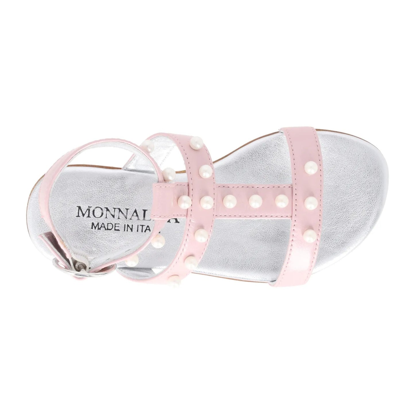 MONNA LISA Girls Sandalo Con Perle Laminat Pink Sandals Buckle UK C12 RRP 205 — View 7