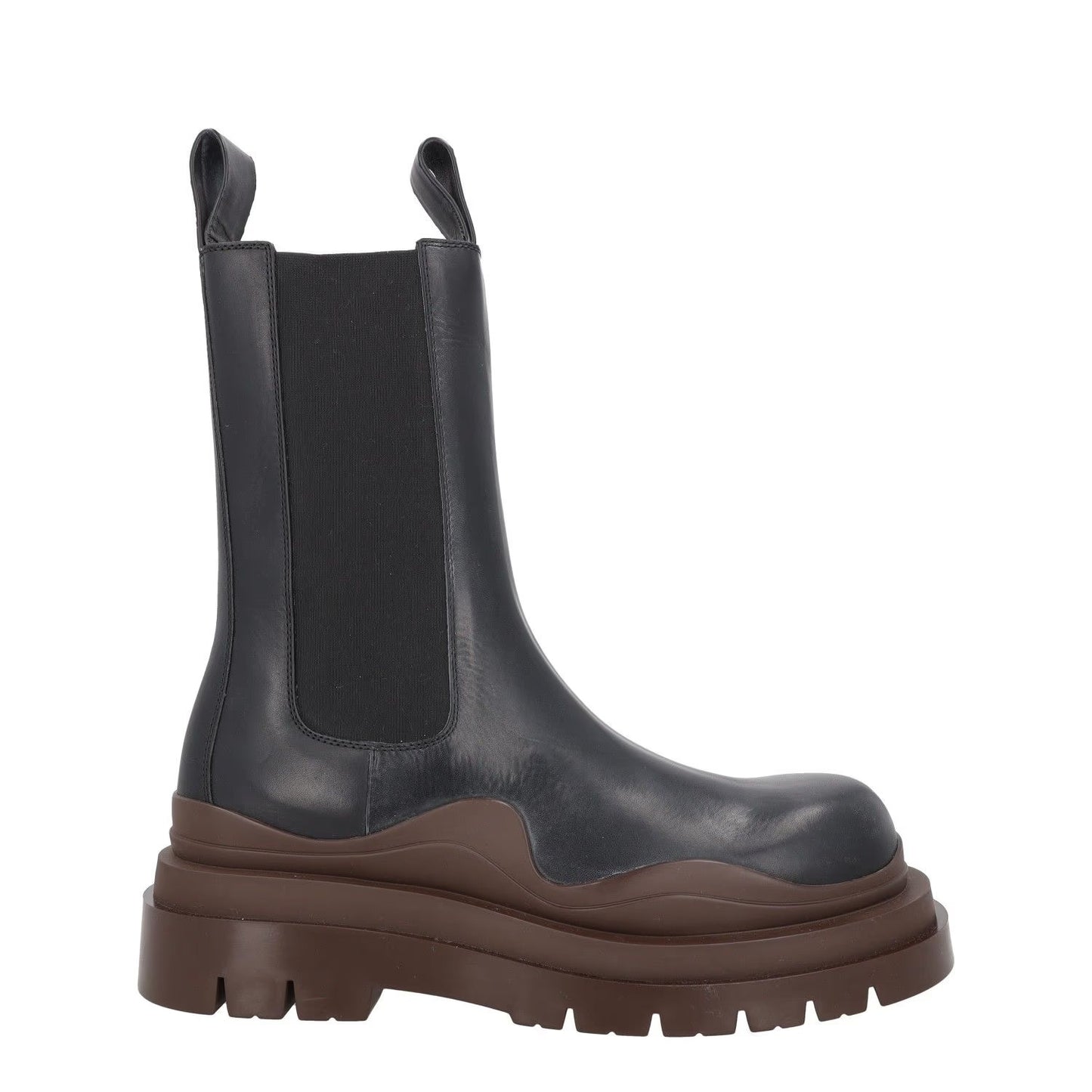 BOTTEGA VENETA Mens Chelsea Boots High Black Brown Leather UK 10 RRP 1080