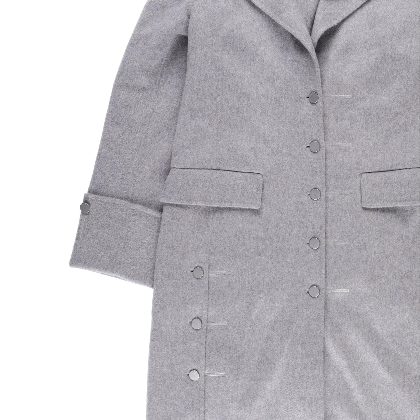 J.W.Anderson Mens Straight Fit Multi Button Grey Wool Blend Overcoat 8 RRP 1210 — View 2