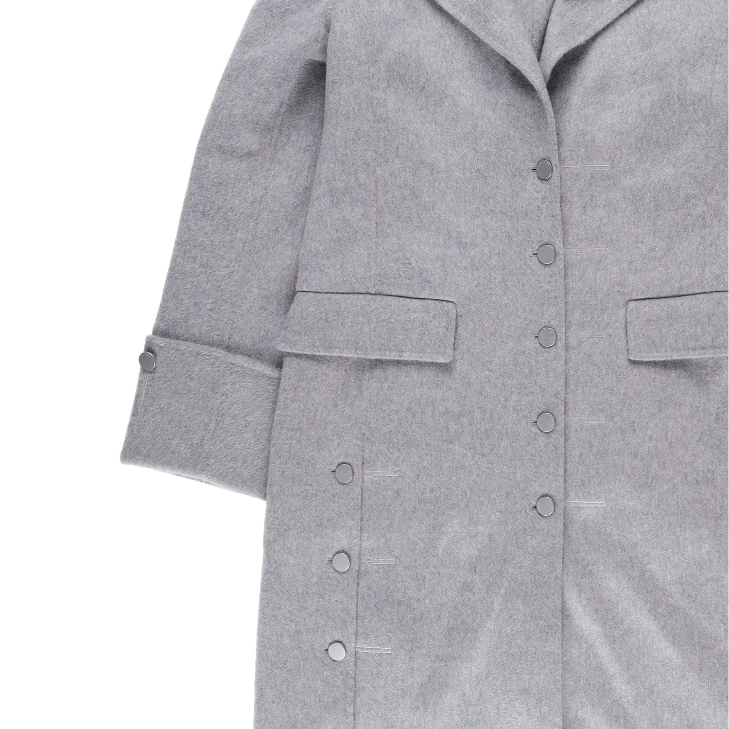J.W.Anderson Mens Straight Fit Multi Button Grey Wool Blend Overcoat 8 RRP 1210 — View 2