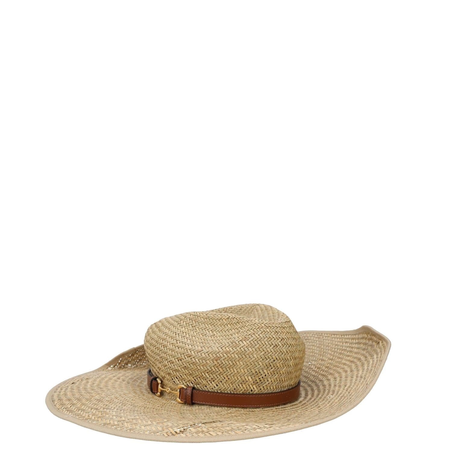 GUCCI Womens Straw Mora Hat  Fedora Beige Neutrals Buckle Size M RRP 435