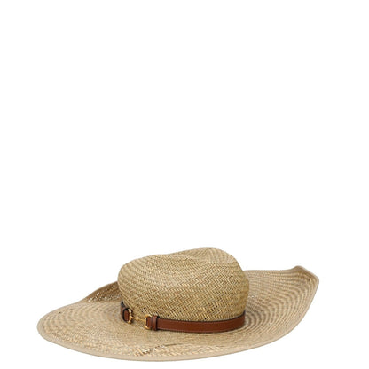 GUCCI Womens Straw Mora Hat  Fedora Beige Neutrals Buckle Size M RRP 435