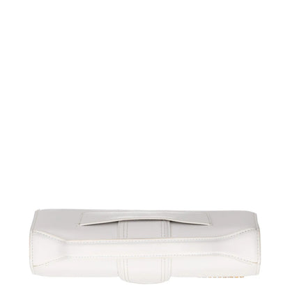 JACQUEMUS Womens Top Handle Bag White Leather Gold Logo Size M RRP 600 — View 7