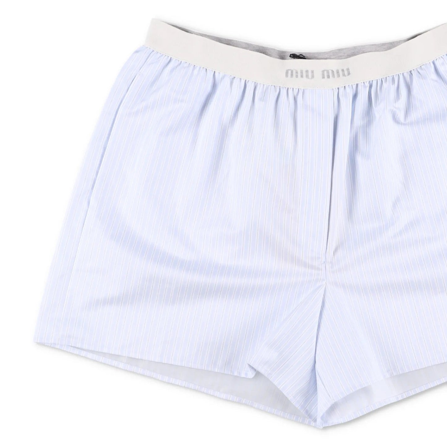 MIU MIU Womens Shorts Cotton Striped Blue White Flat Front Size 1 RRP 1050 — View 3