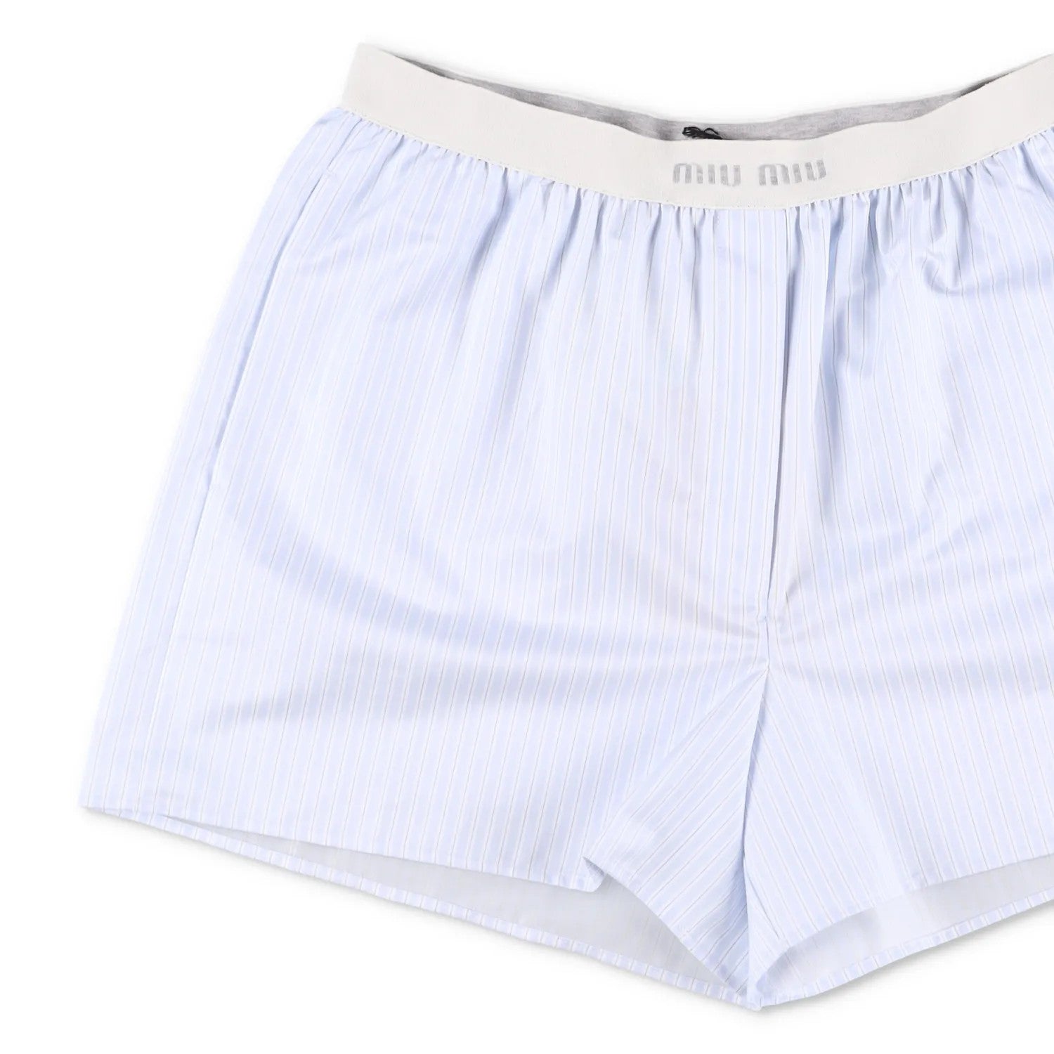 MIU MIU Womens Shorts Cotton Striped Blue White Flat Front Size 1 RRP 1050 — View 3