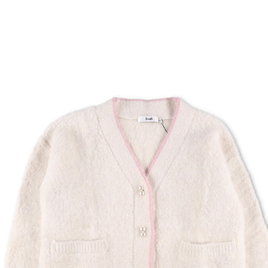 B + AB Womens Jumper Cardigan V-Neck Button Knit Pink Edge Size S RRP 350 — View 2