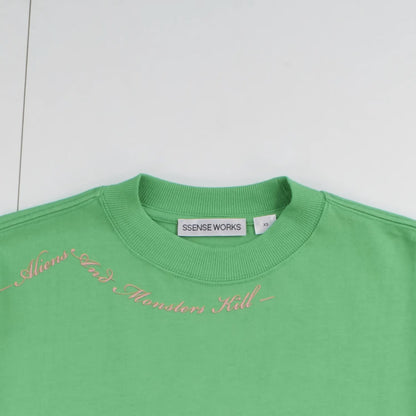 SSENSE WORKS Mens Green Cotton Long Sleeve Crew Neck T-Shirt Size XS RRP 150 — View 2