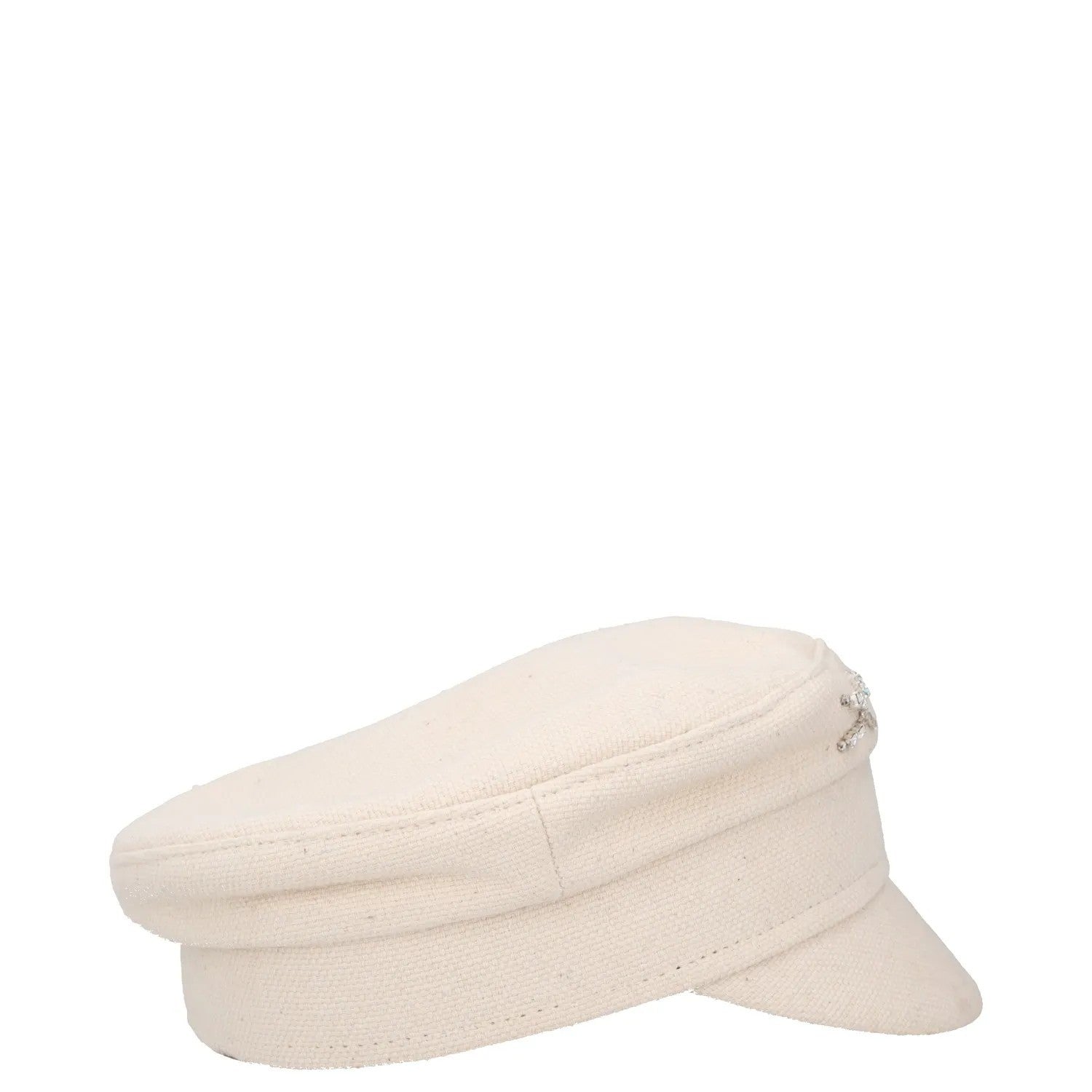 RUSLAN BAGINSKIY Womens Cotton Crystal Baker Boy Hat Ivory Rhinestone M RRP 375 — View 6