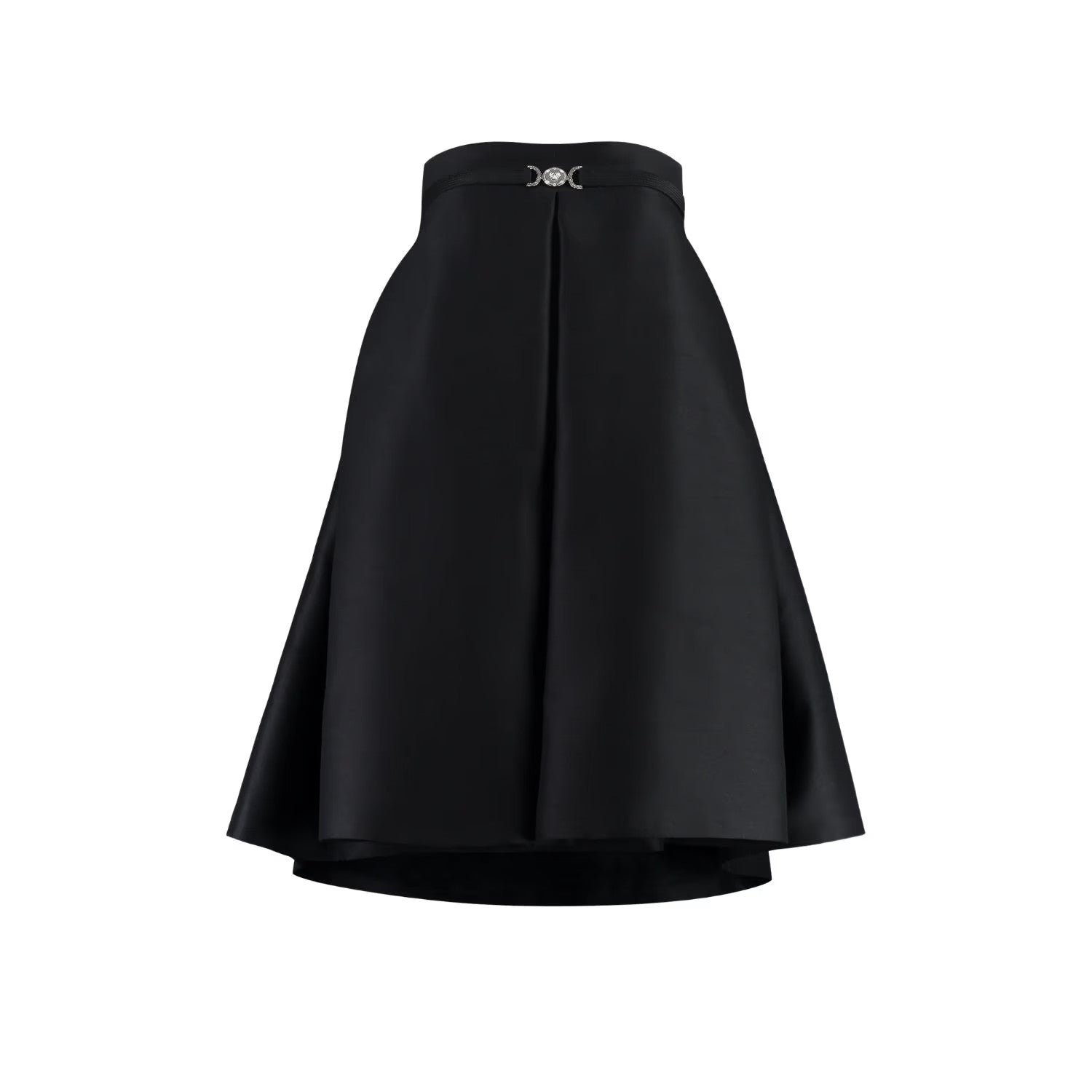 VERSACE Womens Midi Dress Pleated High Rise Wide Leg Silk Black 38 RRP 3520
