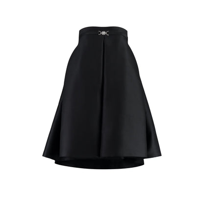 VERSACE Womens Midi Dress Pleated High Rise Wide Leg Silk Black 38 RRP 3520