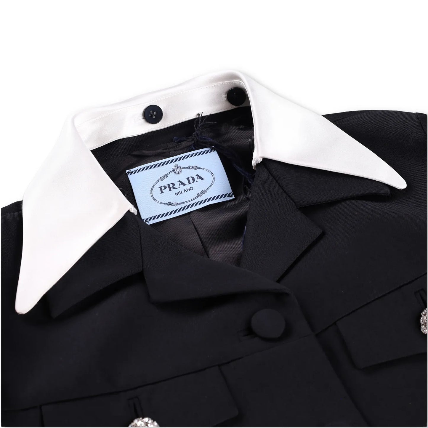 PRADA Womens Jacket Sports Collared Neck Long Sleeve Wide Lapel Black 40 RRP2638 — View 6