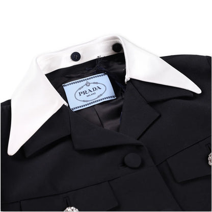 PRADA Womens Jacket Sports Collared Neck Long Sleeve Wide Lapel Black 40 RRP2638 — View 6