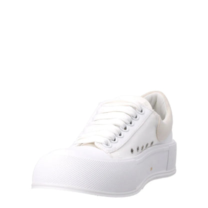 ALEXANDER MCQUEEN Womens Deck Contrast Sneakers Fabric White Low EU 39.5 RRP 370 — View 3