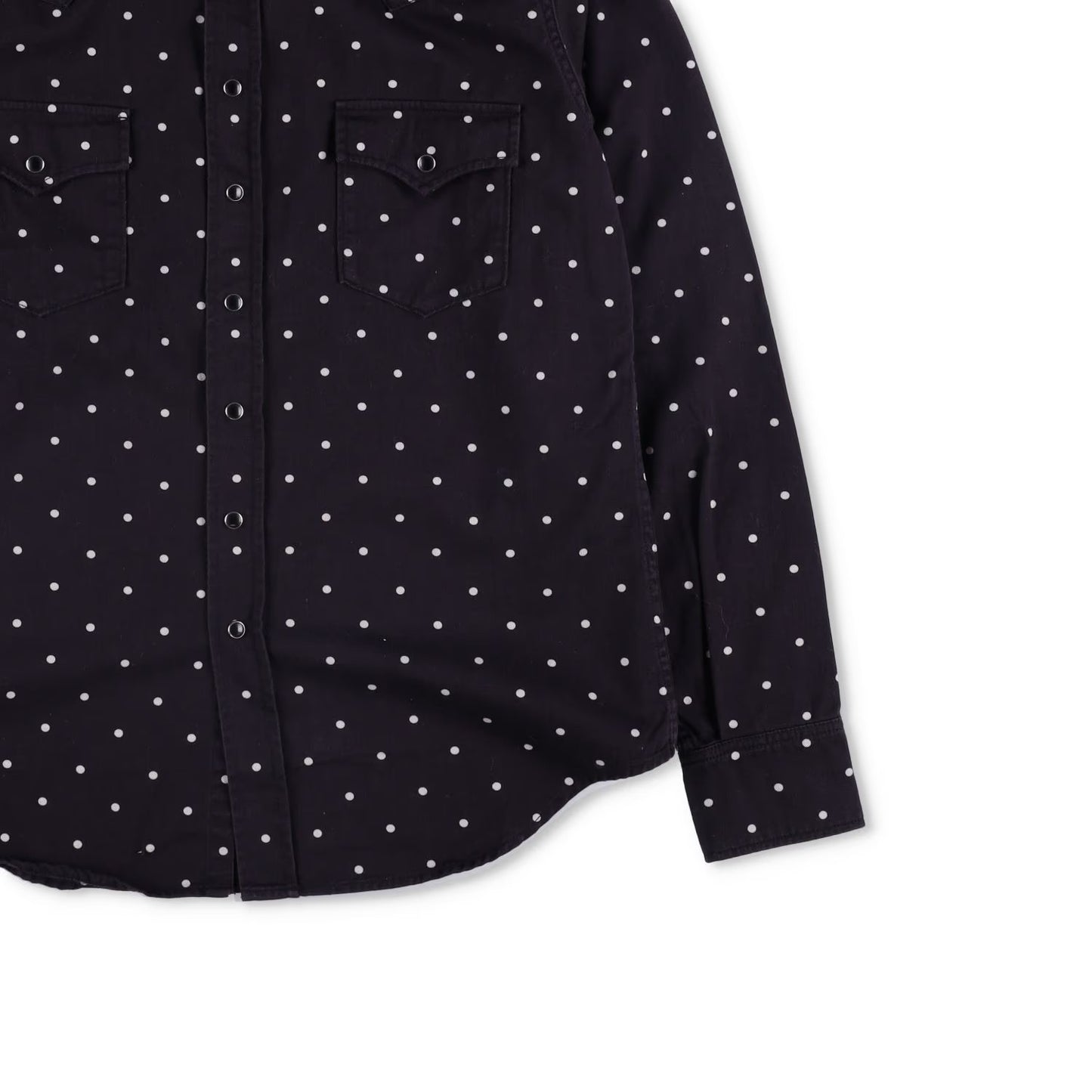 SAINT LAURENT Mens Button Up Shirt Collared Black White Dotted Cotton XL RRP 550 — View 4